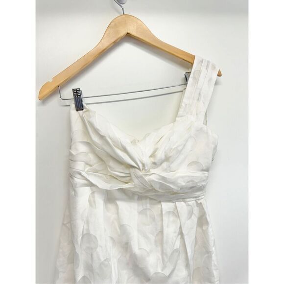 MM Couture Womens White One Shoulder Dress Size Medium Polka Dot Lined Back Zip - Picture 3 of 10